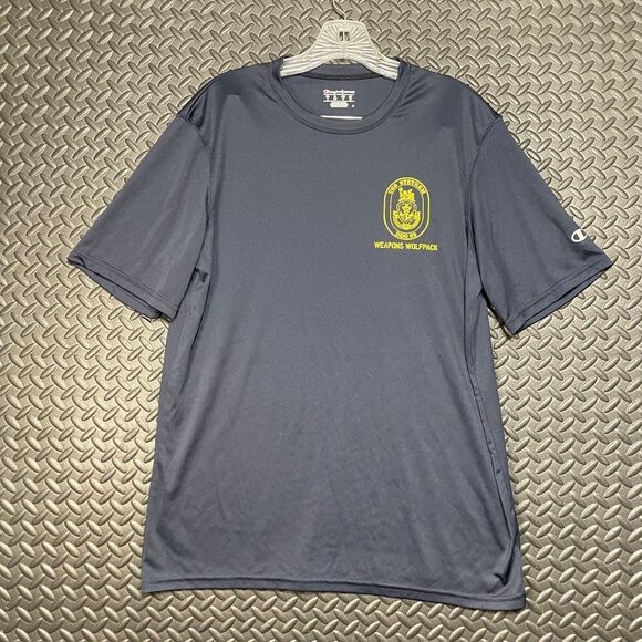 Champion USS Stethem Weapons Wolf Pack Navy Blue Athletic Fit‎ Training Shirt L - Picture 2 of 8